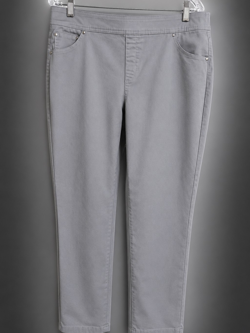 Kim Rogers Straight-Leg Pants in Light Grey
